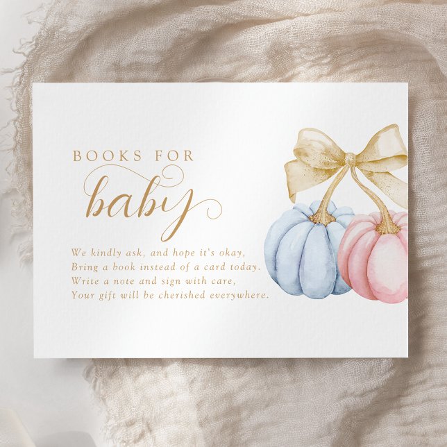 Pumpkin Gender Reveal Books for Baby Enclosure Card (Creator Uploaded)