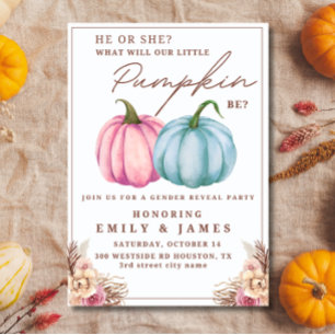 Pumpkin Gender Reveal Boy or Girl  He Or She  Invitation