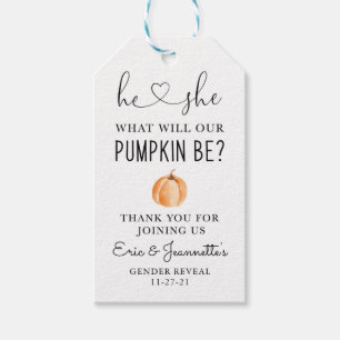 Pumpkin Gender Reveal Favour Tag