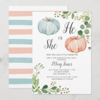 Pumpkin Gender Reveal Greenery Invitation
