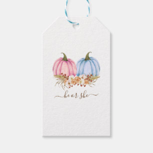 Pumpkin Gender Reveal Invitation, Fall Gender Gift Tags