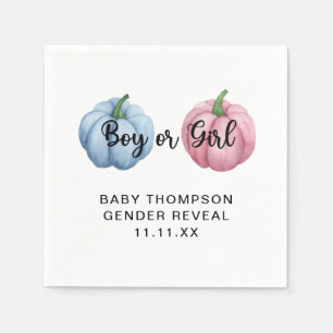 Pumpkin gender reveal napkin