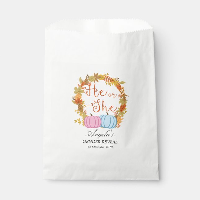 Pumpkin Gender Reveal Party Favour Bags (Front)