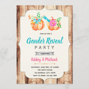 Pumpkin gender reveal party invitation
