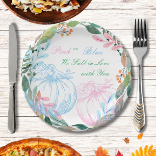 Pumpkin Gender Reveal Party Paper Plate