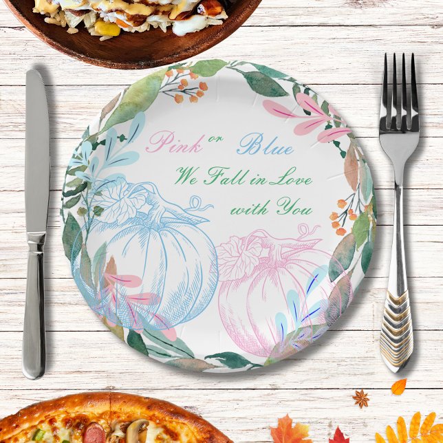 Pumpkin Gender Reveal Party  Paper Plate (Creator Uploaded)