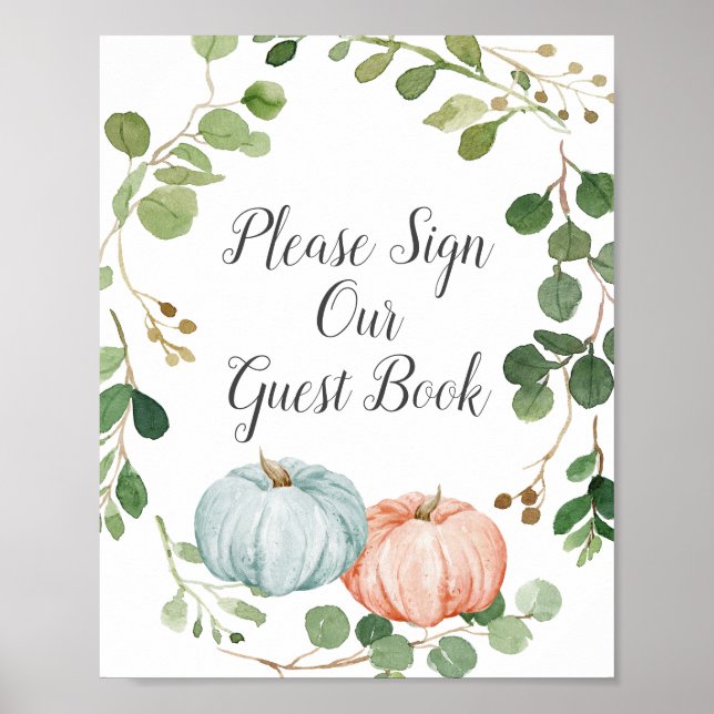 Pumpkin Gender Reveal Please Sign our Guest (Front)