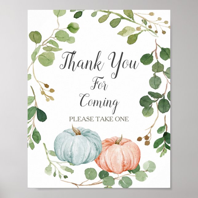 Pumpkin Gender Reveal Thank you for coming Poster (Front)