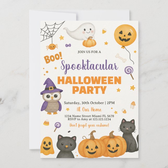 Pumpkin, Ghost & Costume Night Invite (Front)