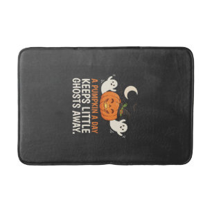 Pumpkin Ghost Halloween Quote Design_1 Bath Mat