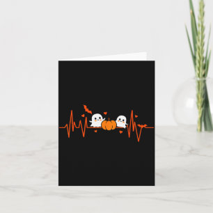 Pumpkin Ghost Heartbeat Ekg Halloween Ecg Tech Car Card