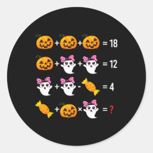 Pumpkin Ghost Mathematics Mathematics Halloween Cu Classic Round Sticker