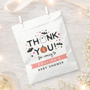Pumpkin Ghost Pink Halloween Baby Shower Thank You Favour Bags