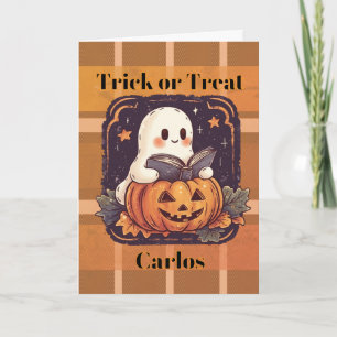 Pumpkin Ghost Trick or Treat Halloween Candy Card