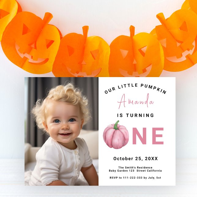 Pumpkin Girl 1st Birthday Party  Invitation (Creator Uploaded)