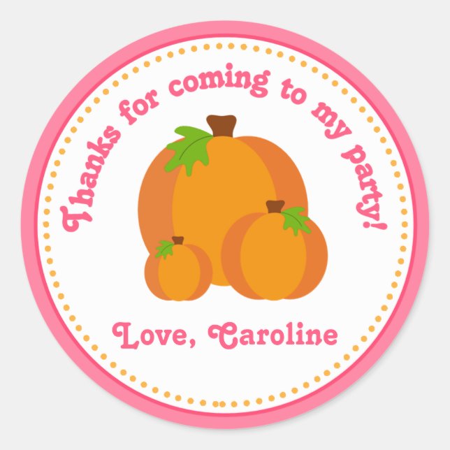Pumpkin Girl Birthday Party Favour Stickers (Front)