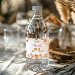 Pumpkin Girl First Birthday Water Bottle Label