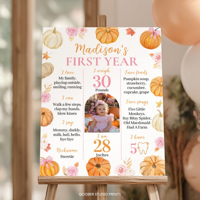 Pumpkin Girl First Year Photo Milestone Poster (Creator Uploaded)