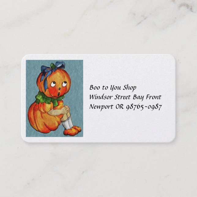 Pumpkin Girl with Friends Business Card (Front)