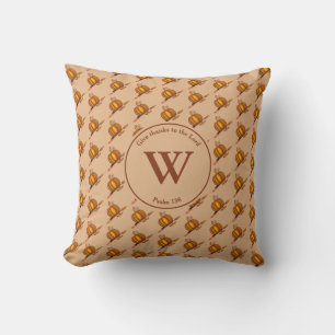 Pumpkin   GIVE THANKS   Monogram   BEIGE Cushion
