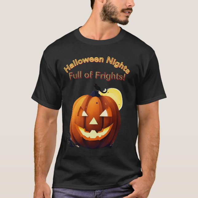 Pumpkin Glow Delight-Halloween Nights, Full of Fri T-Shirt (Front)