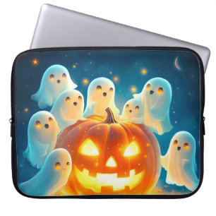 Pumpkin Glow Ghost Party Watercolor Laptop Sleeve
