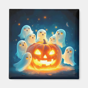 Pumpkin Glow Ghost Party Watercolor Magnet