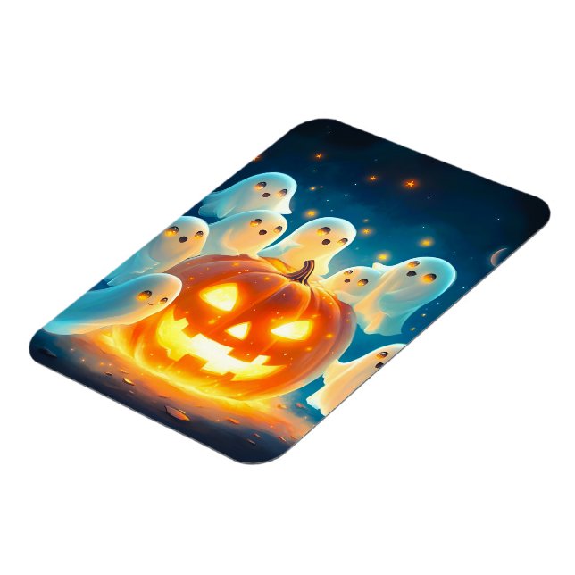 Pumpkin Glow Ghost Party Watercolor Magnet (Left Side)