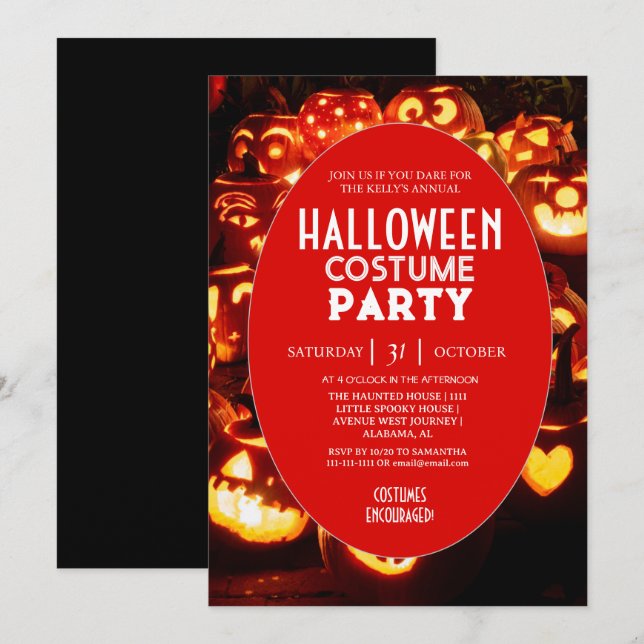 Pumpkin Glow Halloween Costume Party Invitation (Front/Back)