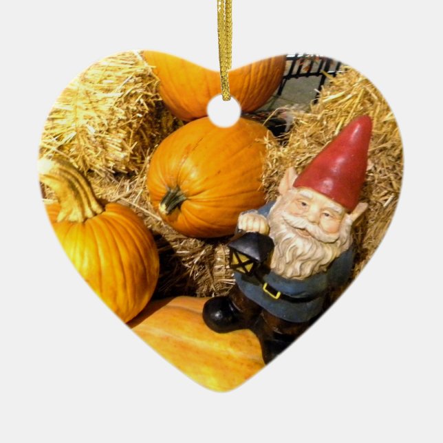 Pumpkin Gnome II Ceramic Tree Decoration (Front)