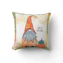 Pumpkin Gnome Throw Pillow