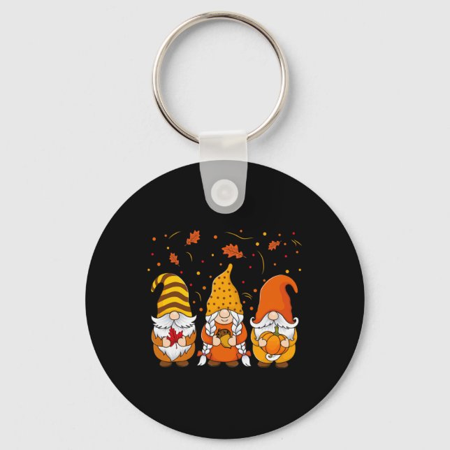 Pumpkin Gnomes Fall Autumn Cute Halloween Thanksgi Key Ring (Front)