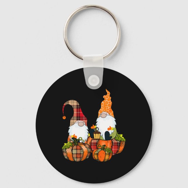 Pumpkin Gnomes Fall Autumn Cute Halloween Thanksgi Key Ring (Front)