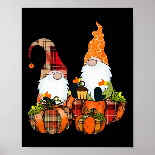 Pumpkin Gnomes Fall Autumn Cute Halloween Thanksgi Poster (Front)
