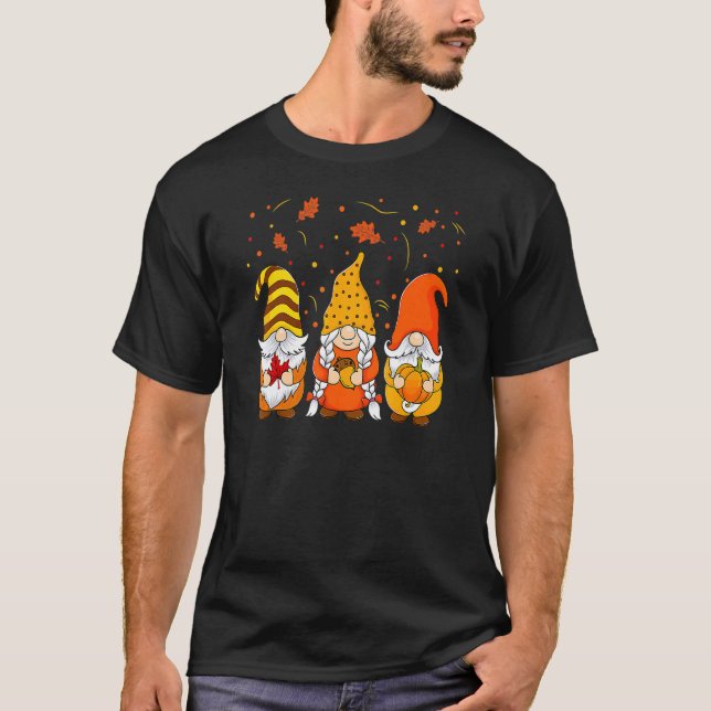 Pumpkin Gnomes Fall Autumn Cute Halloween Thanksgi T-Shirt (Front)