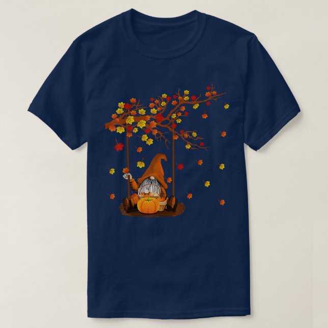 Pumpkin Gnomes Fall Autumn Cute Halloween Thanksgi T-Shirt (Design Front)