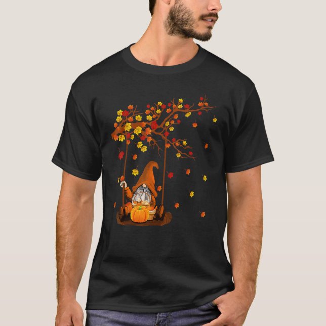 Pumpkin Gnomes Fall Autumn Cute Halloween Thanksgi T-Shirt (Front)