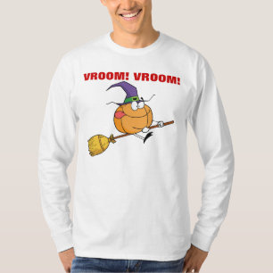 Pumpkin Goes Vroom Vroom on Witch's Broom T-Shirt