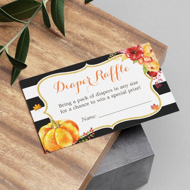 Pumpkin Gold Floral Fall Baby Shower Diaper Raffle (Creator Uploaded)