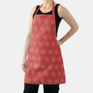 Pumpkin Golden Zinnia Flower Medallions Apron
