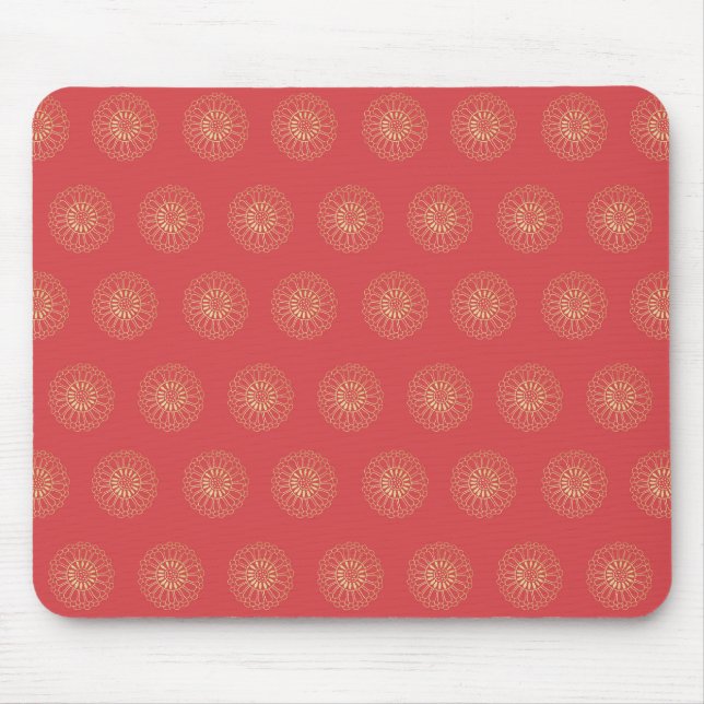 Pumpkin | Golden Zinnia Flower Medallions Mouse Mat (Front)