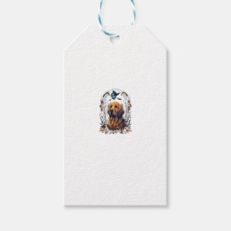 Pumpkin Goldie costume on Golden Retriever Hallowe Gift Tags