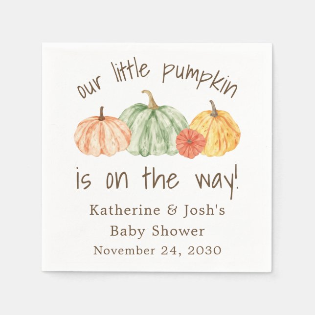 Pumpkin Gourd Autumn Baby Shower Napkin (Front)
