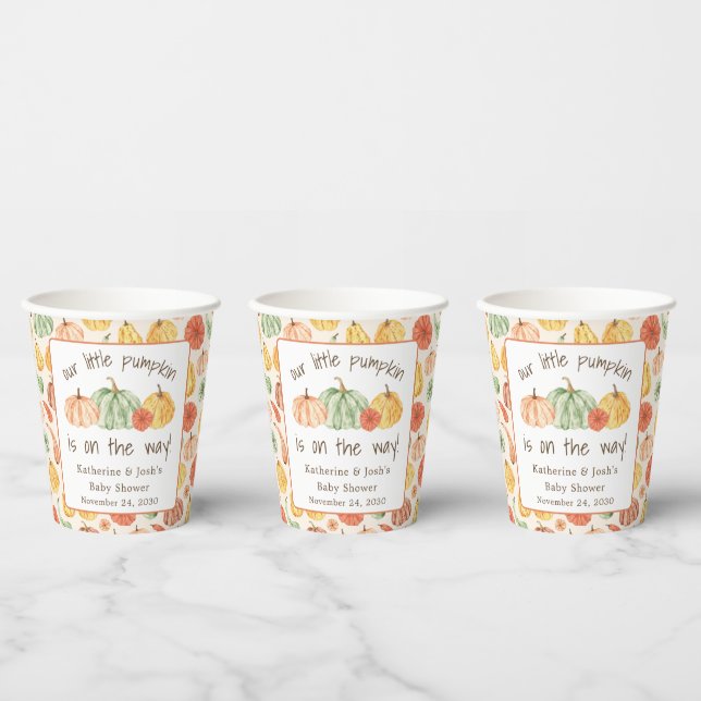 Pumpkin Gourd Autumn Baby Shower Paper Cups (Multi)