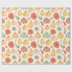 Pumpkin Gourd Autumn Baby Shower Wrapping Paper