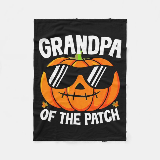 Pumpkin Grandpa Of The Patch Halloween Family Matc Fleece Blanket (Front)