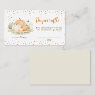 Pumpkin Green Baby Shower Diaper Raffle Card