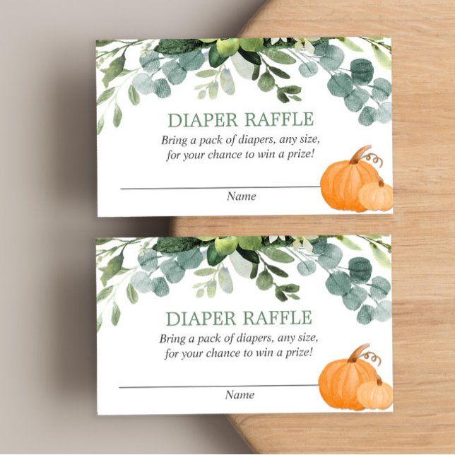 Pumpkin greenery baby shower diaper raffle cards (Creator Uploaded)