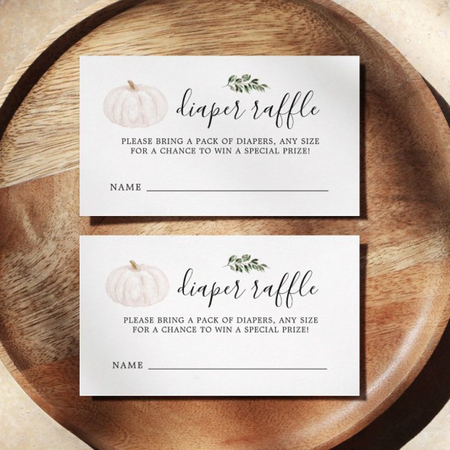 Pumpkin Greenery Baby Shower Diaper Raffle Tickets Enclosure Card (Creator Uploaded)
