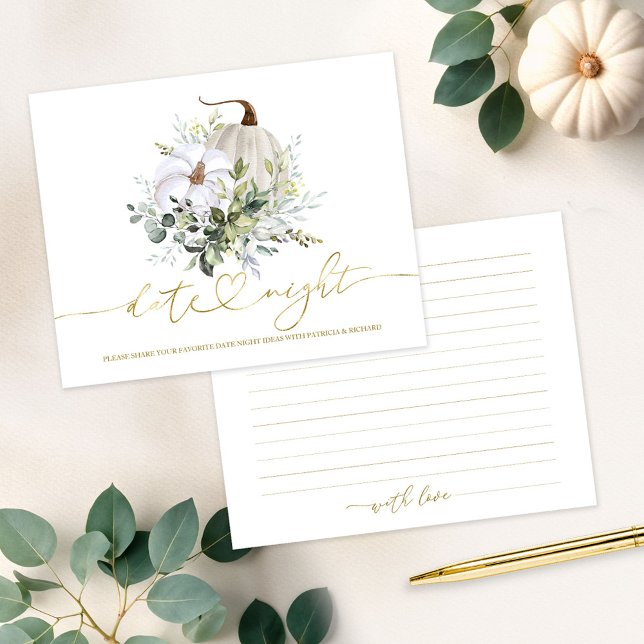 Pumpkin Greenery Bridal Shower Date Night Cards (Creator Uploaded)